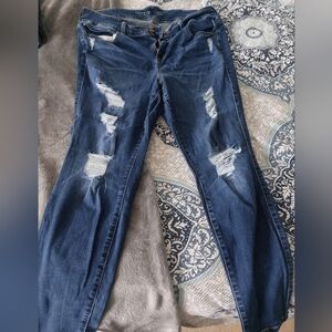 Torrid Dark Blue Distressed Skinny Jeans Jeggings 18